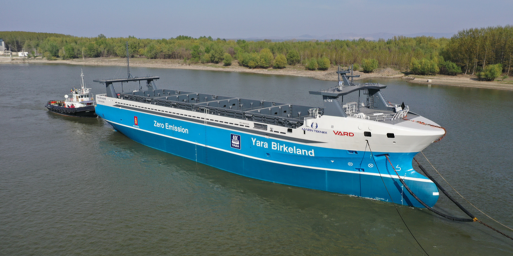 Tàu Yara Birkeland chở hàng chạy hoàn toàn bằng điện
